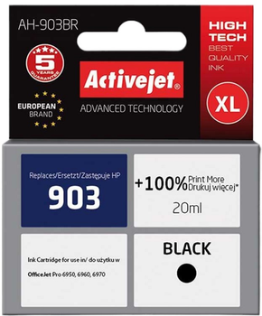Картридж Activejet для HP 903 T6L99AE Premium 20 мл Black (AH-903BR)