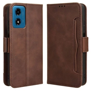 Чехол-книжка с кармашками Deexe Wallet Stand для Motorola Moto G24 Power / G04 / G04s / E14 - Brown