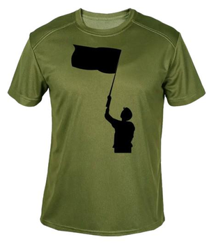 Футболка потоотводящая военная ВСУ с принтом "Мужчина с флагом" в оливе XL