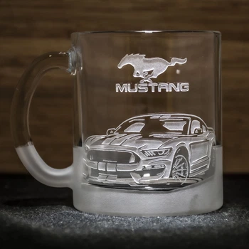 Чашка для чая и кофе с гравировкой Ford Mustang