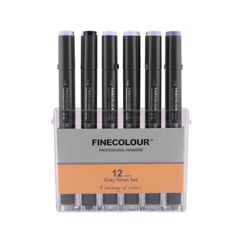 Набор маркеров Finecolour Brush mini Gray set, 12 цветов (EF103-HS12)