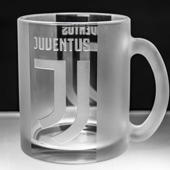 Кружка з гравіюванням лого футбольного клубу Ювентус, FC Juventus 320 мл