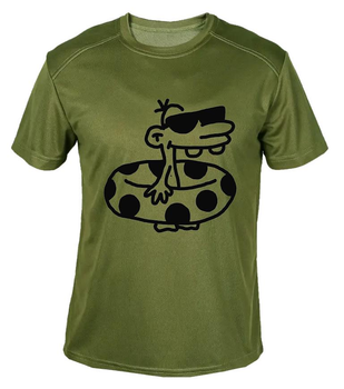 Футболка потовідвідна армійська ЗСУ з принтом "Малюк у рятувальному кругі" в оливі XXL