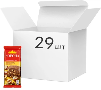 Упаковка шоколада Корона молочного с орехом 85 г х 29 шт (7622210815439)