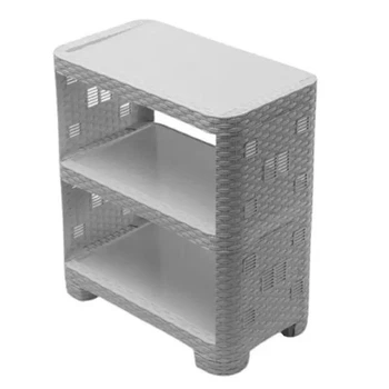 Полка- этажерка Rattan 3 ярусная h58х52х30 см Серая