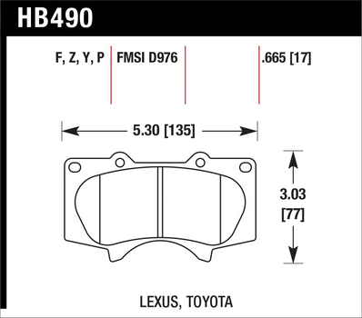 Тормозные колодки HAWK HPS PRADO/FJ/GX передние HB490F.665