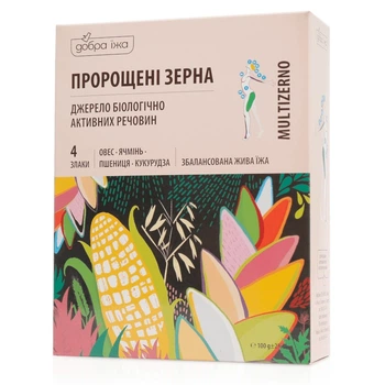 Биодобавка "Добра їжа" пророщенные зерна овса, ячменя, пшеницы и кукурузы в стиках, 100 г