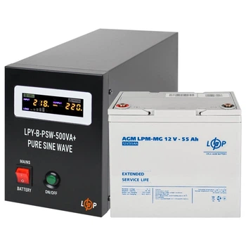 Комплект резервного живлення для котла - ДБЖ + батарея (UPS B500 + АКБ MG 720W)