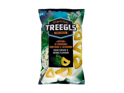 Снеки кукурудзяні TREEGLS 150г з зеленню TREEGLS зі сметаною