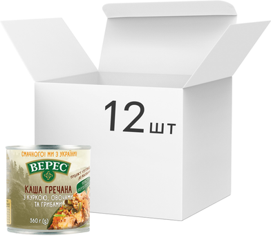 Упаковка гречаної каши Верес з м’ясом курки та овочами 360 г х 12 шт (4823105405459_1)