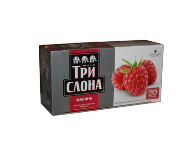 Чай пакетований чорний ТРИ СЛОНА 20 пакетиків Малина 1,5г