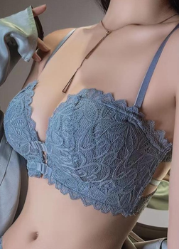 Женский кружевной бюстгальтер с передней застежкой и push-up Romantic FINETOO 1205-80 Голубой 80 (80А-80В)