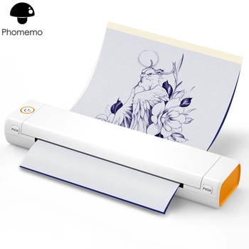 Портативний бездротовий А4 термо принтер Phomemo M08F, Bluetooth, 1200mAh батарея (підходить для тату та документів) WHITE/ORANGE