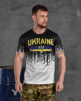 Тактична чоловіча футболка Ukraine потовідвідна XL чорно-біла (85567)