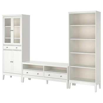 Тумба під телевізор IKEA IDANÄS ІДАНЕС, скло, білий, 325x40x211 см, 194.373.32