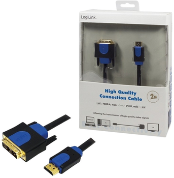 Kabel Logilink HDMI - DVI 2 m Black (CHB3102)