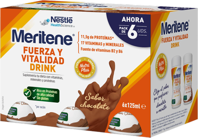 Napój czekoladowy Nestle Meritene Drink Botella 6 x 125 ml (8470001951526)