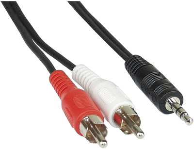 Kabel Techly Audio Jack 3.5 mm - 2 x RCA M/M 1.5 m Black (4040849500183)