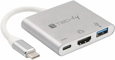 Адаптер Techly USB Type-C - USB Type-C + HDMI + DisplayPort Silver (8059018362596)