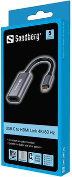 Adapter Sandberg USB Type-C - HDMI Black (5705730136122)