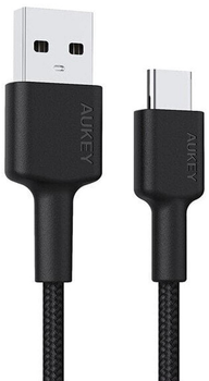 Kabel Aukey USB Type-A - USB Type-C 0.3 m Black (CB-CA03 OEM)