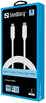Kabel Sandberg USB Type-C - USB Type-C 1 m White (5705730136221)
