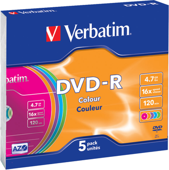 Dyski Verbatim DVD-R 43557 4.7 GB 16x Slim 5 szt. (5060138435575)