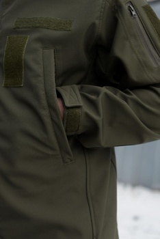 Тактическая мужская куртка Soft shell на молнии с капюшоном водонепроницаемая XL олива 00086