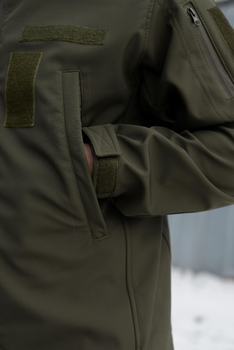 Тактическая мужская куртка Soft shell на молнии с капюшоном водонепроницаемая 3XL олива 00088