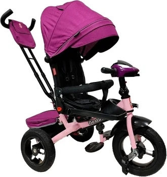 Дитячий велосипед-коляска з ручкою Best Trike 6088 F–790-11 поворотне сидіння, надувні колеса, Бузково-рожевий