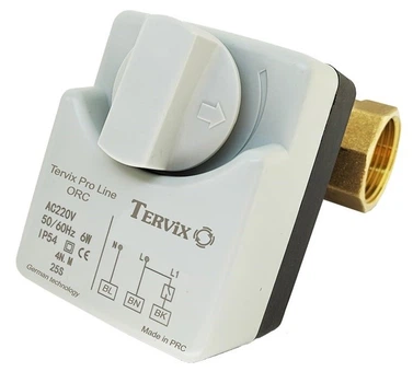 Двухходовой шаровой клапан с электроприводом Tervix Pro Line ORC (нормально открытый) Rp 1/2"