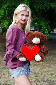 М'яка іграшка Плюшевий ведмедик з серцем My Best Friend Томмі 50 см Шоколадний