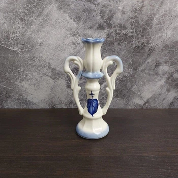 Подсвечник «Лотос» бело-голубой