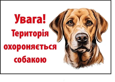 Табличка "Територія охороняється собакою" з малюнком (д-9269)
