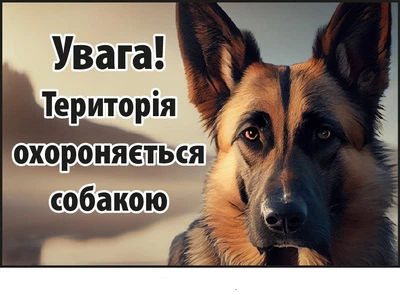 Табличка-попередження (із фото вівчарки) (д-9268)