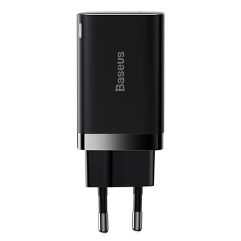 Адаптер мережевий BASEUS Super si Pro Quick Charge |1USB/1Type-C, 30W/3A, PD/QC| (CCSUPP-E02) Колір Black