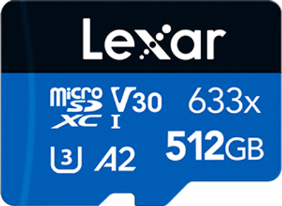 Карта памяти Lexar High-Performance 633x microSDXC 512GB Class 10 UHS-I U3 A2 V30 (LSDMI512BB633A)
