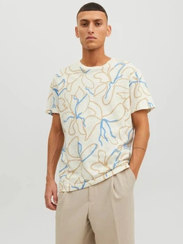 Футболка хлопковая длинная мужская Jack & Jones 191633 M Кремовая (2200005066317)