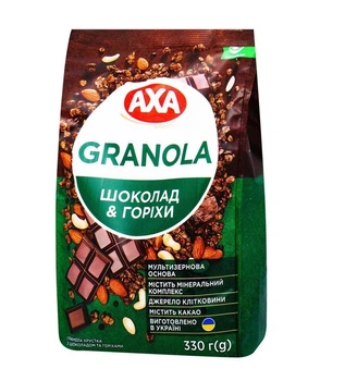 Гранола AXA хрустящий с шоколадом и орехами 330 г (4820237692580)