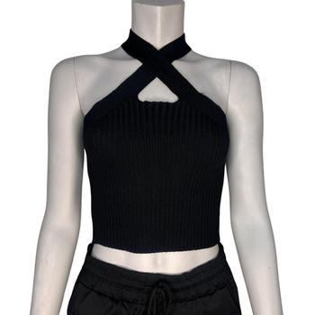 Женский трикотажный топ Eleve fashion чёрный one size