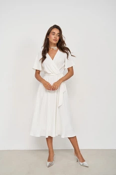 Женское белое платье миди с рукавами-бабочками FashionYouWant XXXL белый 43456778