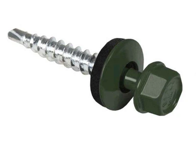 Саморізи даховий КРЕПТЕХ 4,8 х 35 болотний 250шт зі свердлом RAL 6020 SDS