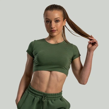 STRIX Жіноча футболка Essential CropTop Кедровий зелений XS - GymBeam OG1
