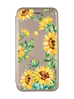 Чехол-книжка с рисунком для Samsung Galaxy A04 Золотой :: Подсолнухи (принт 288)