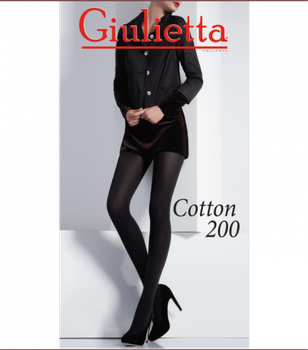 Зимние теплые колготки из хлопка COTTON 200 - Giulia - COTTON 200 (Giulietta) - 5-XL - Nero