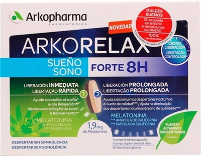 Suplement diety Arkopharma Arkorelax Sleep Forte 8H 30 Two-Layer tabletki (3578836114217)