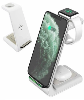 Беспроводная зарядка T3 Bonola 3 in 1 Wireless Charger док-станция для iPhone/AirPods/Apple Watch White