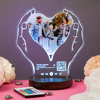 Фото світильник 3D нічник з фотографією та піснею на акрилі, оригінальний подарунок для близьких DIDIDART