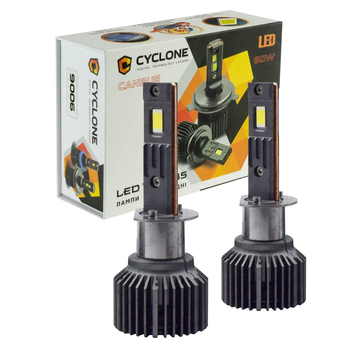 лампа светодиодная для фар cyclone led h1 6000k 12000lm 60w type 45 2 шт комплект