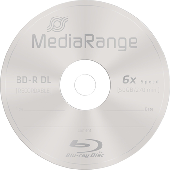 Płyta Blu-ray MediaRange BD-R DL, 50 GB / 270 min 6x drukowana 10 szt. (4260057128973)